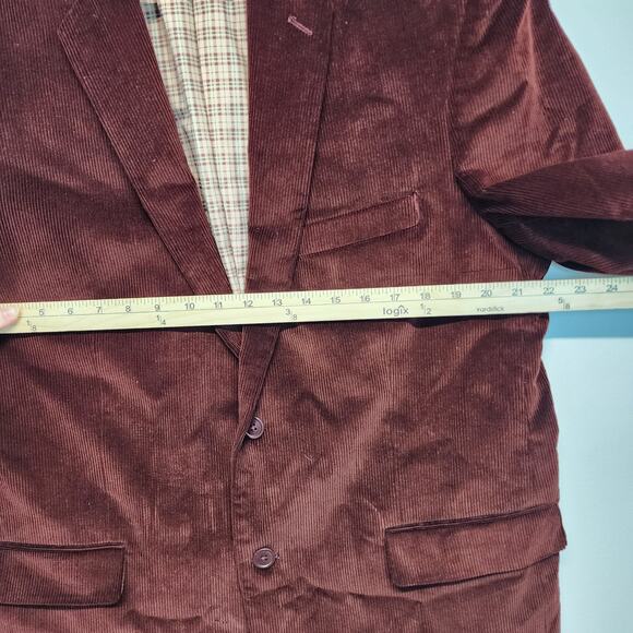 Saddlebred Corduroy Blazer Size 44R Maroon 2 Button Academia Professor Preppy - Picture 7 of 11